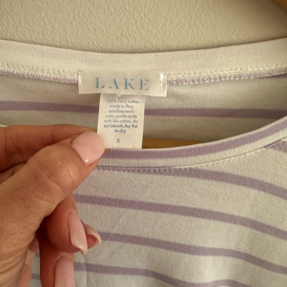 Lake Pajamas 100% Pima cotton lavender stripe pajama top size small - Picture 3 of 4